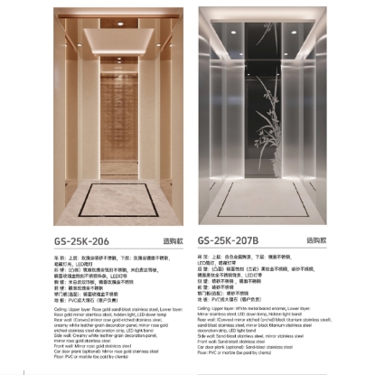 Picture of Light Luxury Car Elevator, Rose Gold/Metal Baked Enamel Ceiling, Etched Mirror Stainless Steel Wall