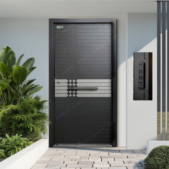 Picture of Entrance Door Geometric Grid Metal Frontdoor