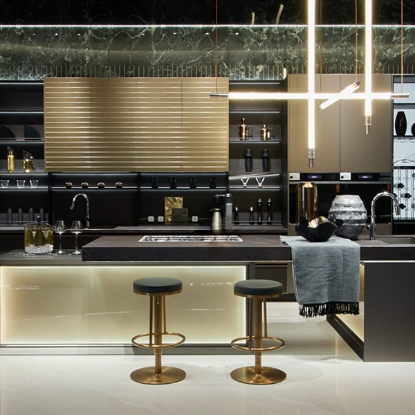 Picture of Golden Premium Marble Luxurious  Cabinet - Metal Accents, Glass Display, High - End Storage