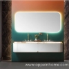 Picture of Modern Luxury Floating White Bathroom Vanity with Black Countertop