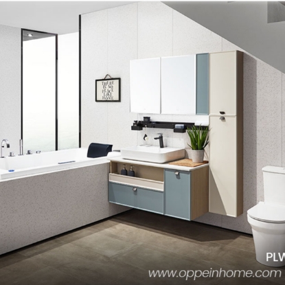 Picture of Fashionable Modern Blue PVC Wooden Bathroom Vanity Set