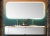 Picture of Modern Luxury Floating White Bathroom Vanity with Black Countertop