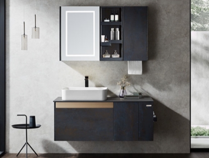 Picture of Dark Lacquer Painting Wall-mounted Bathroom Mirror Cabinets