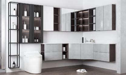 Picture of Modern UV Lacquer Custom Bathroom Vanity