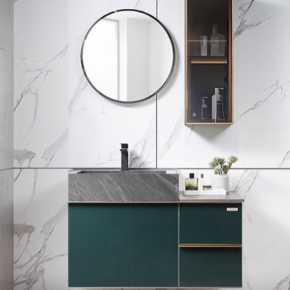 Picture of Modern Green UV Lacquer Bathroom Cabinet