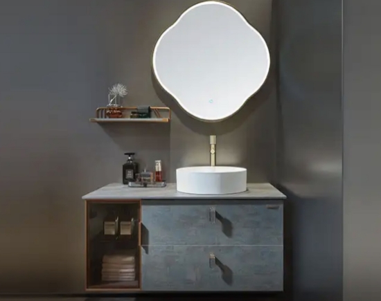 Picture of Custom Blue and Grey Bathroom Vanity with Sink