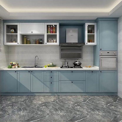 Picture of Fresh Blue - White Integrated Kitchen Cabinet Set