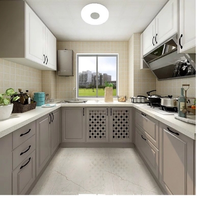 Picture of Nordic - Style L - Shaped Transparent View - Enjoying Kitchen Cabinet Set