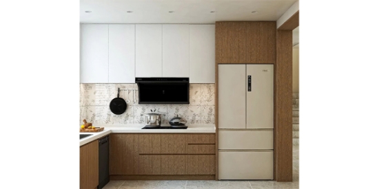 Picture of Modern Minimalist Kitchen Cabinets with Haier Multi - door Refrigerator Combination